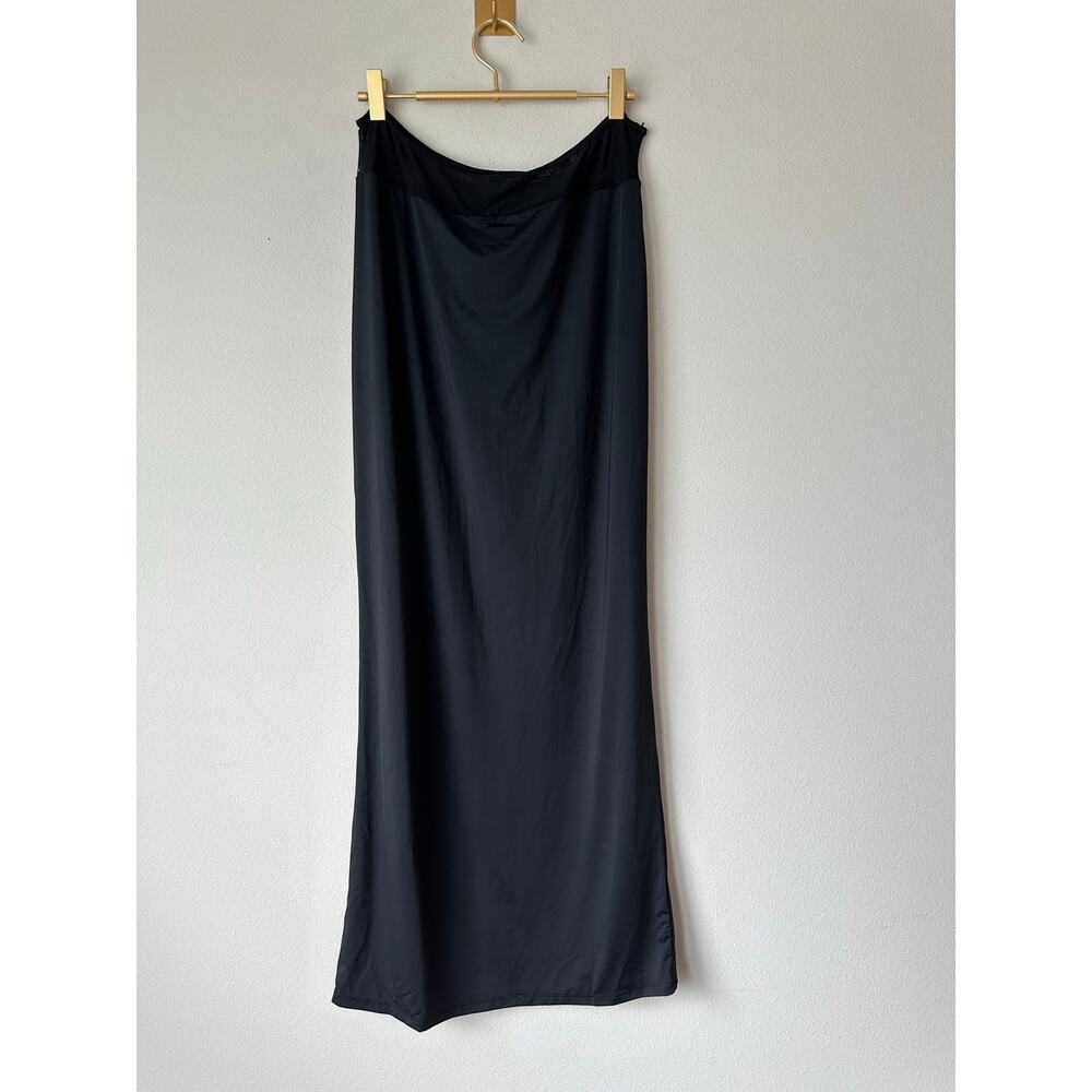 White Fox Black Maxi Skirt Mesh Waist High Slit Bodycon Skirt Size XL NWT